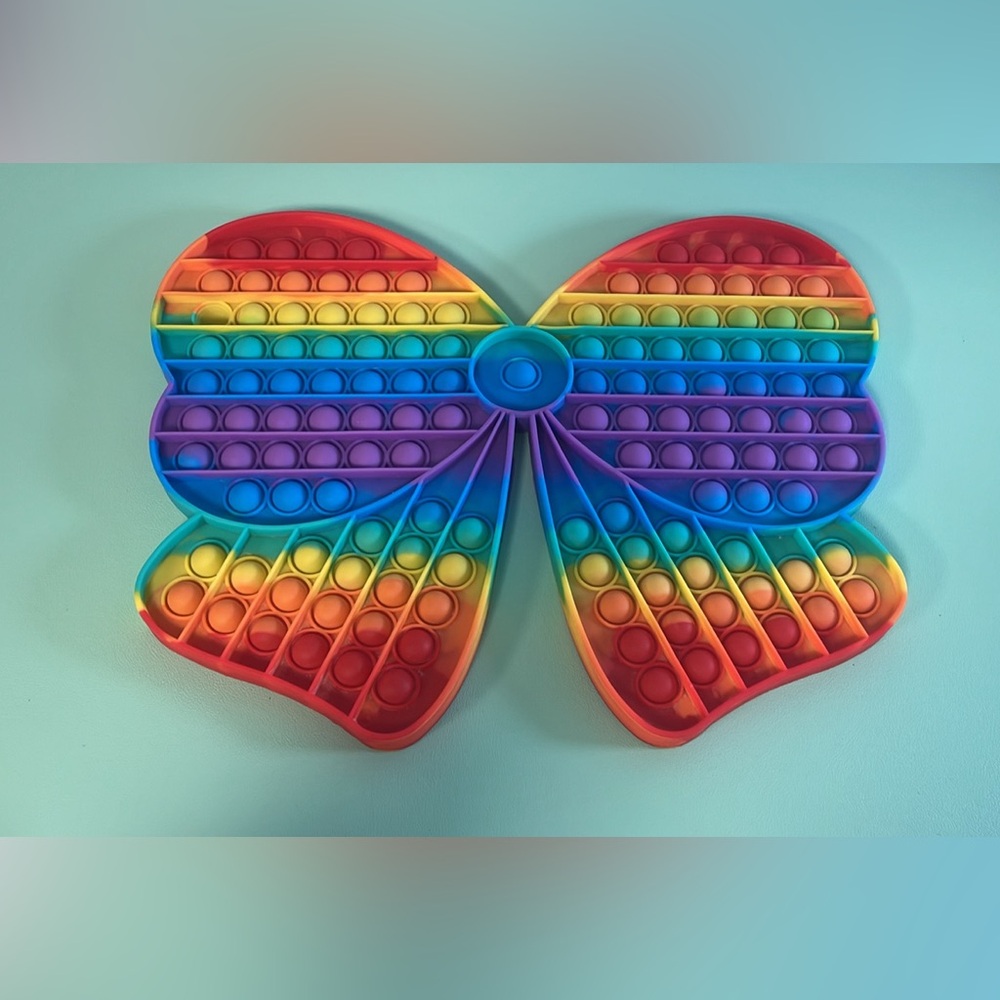 Pop It Large Rainbow Bow tie Fidget Toy 10” tall, Fidget Toys for Kids